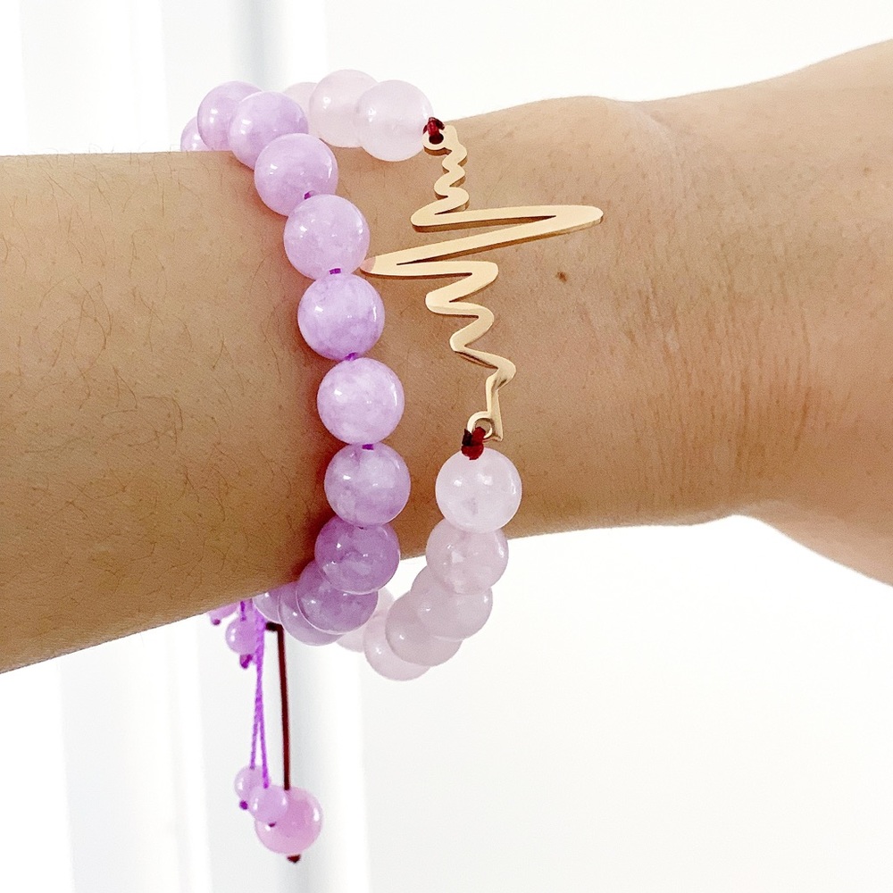 💝FIANL SALE $10 for 2 Lavender Jade Gemstone Bead Adjustable Strap Brace… - Picture 4 of 6